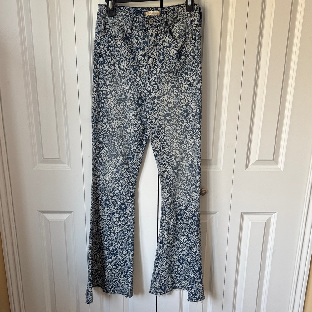 Altar'd State Blue and White Flare Jeans